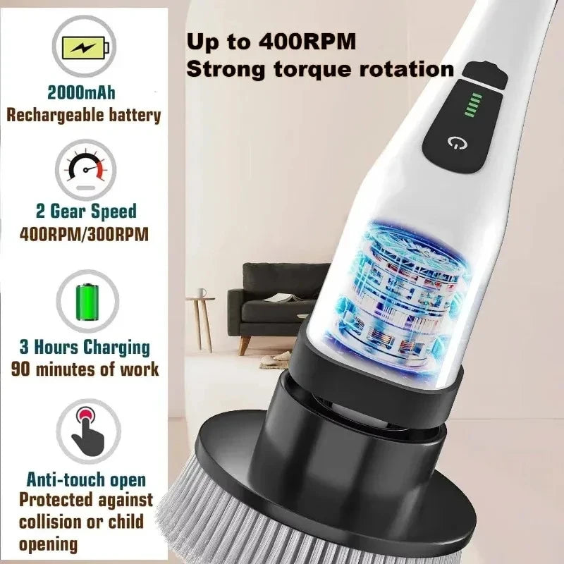 8-in-1 Cordless Electric Spin Scrubber